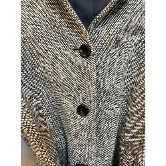 Vtg GAP 3/4 Wide Sleeve Belted Herringbone Cropped Peacoat, M - Picture 3 of 8